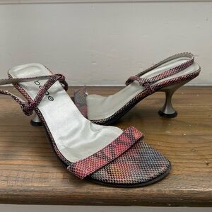 bebe Red and Black Snakeskin Heels